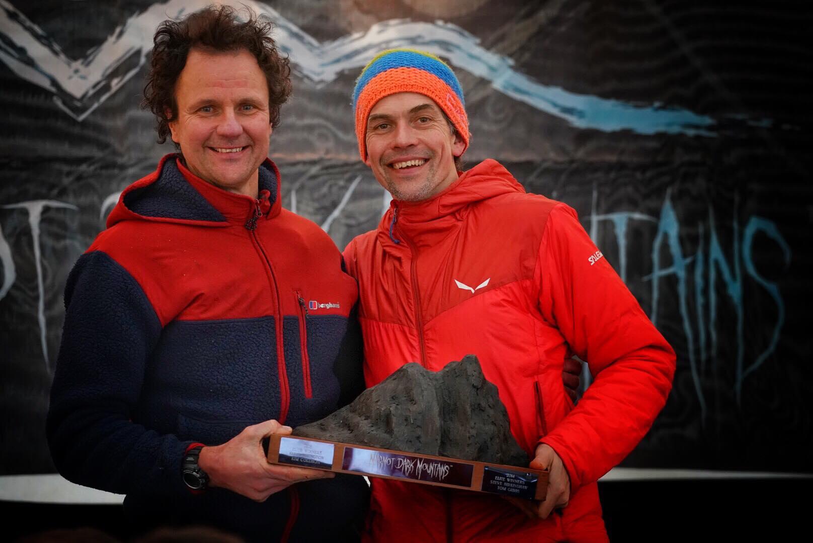 Charles winning the Marmot Dark Mountains back in 2017 with Steve Birkenshaw